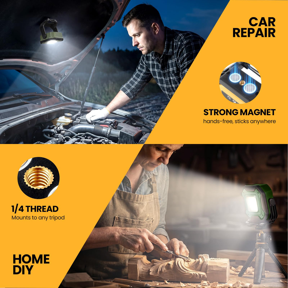 2-Pack 6000mAh Magnetic LED Work Light F1475