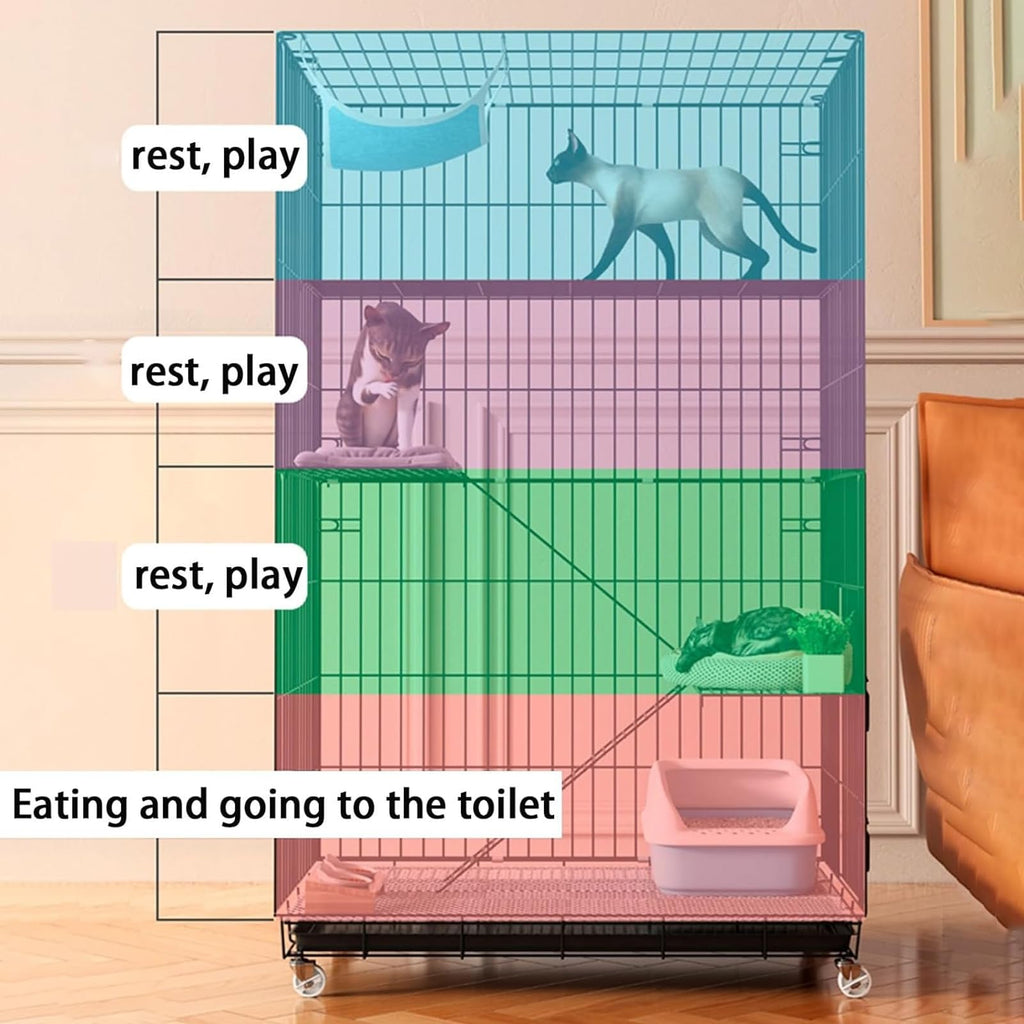 4-Tier Cat Cage with Wheels I737232