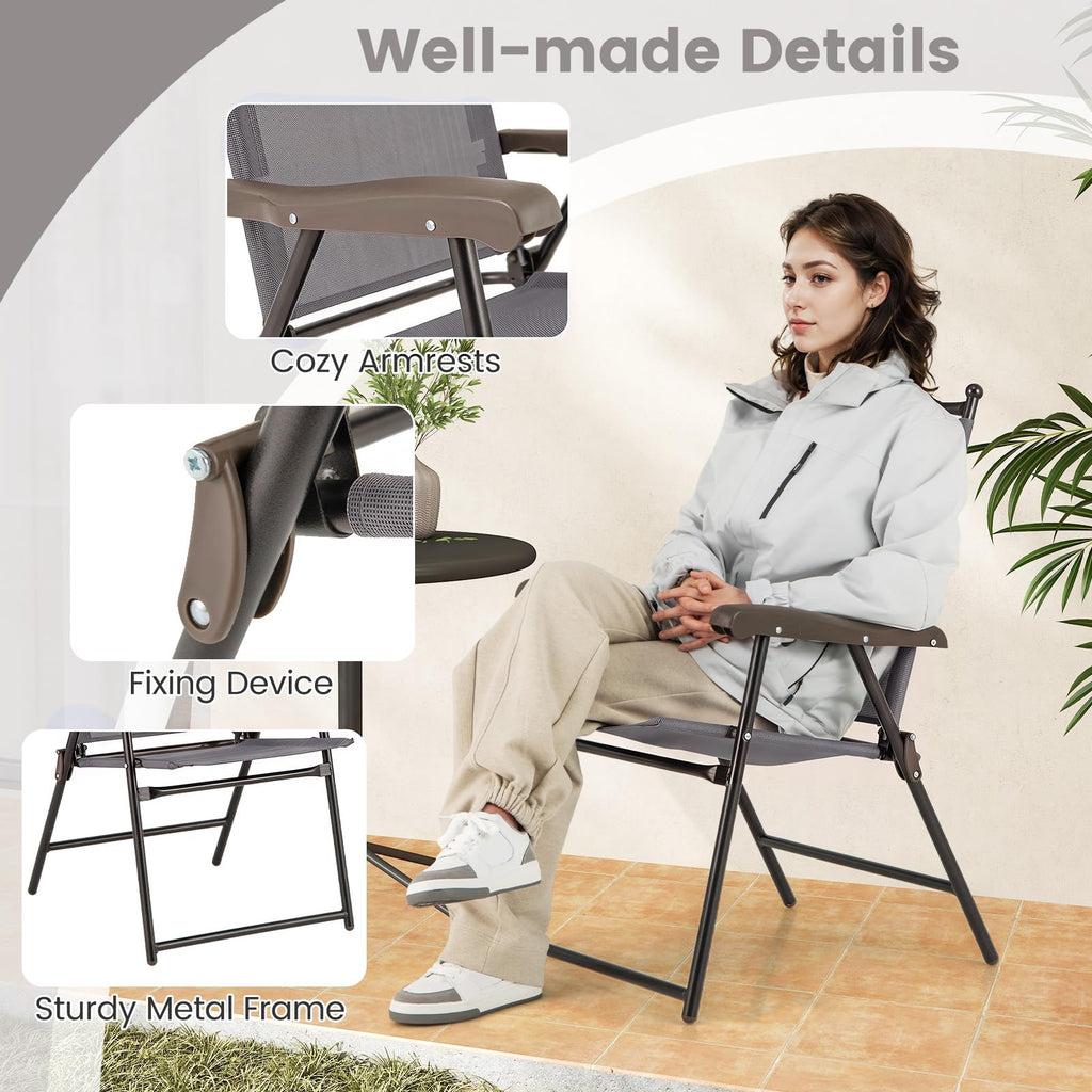 Set of 2 Grey Patio Folding Chairs L10869