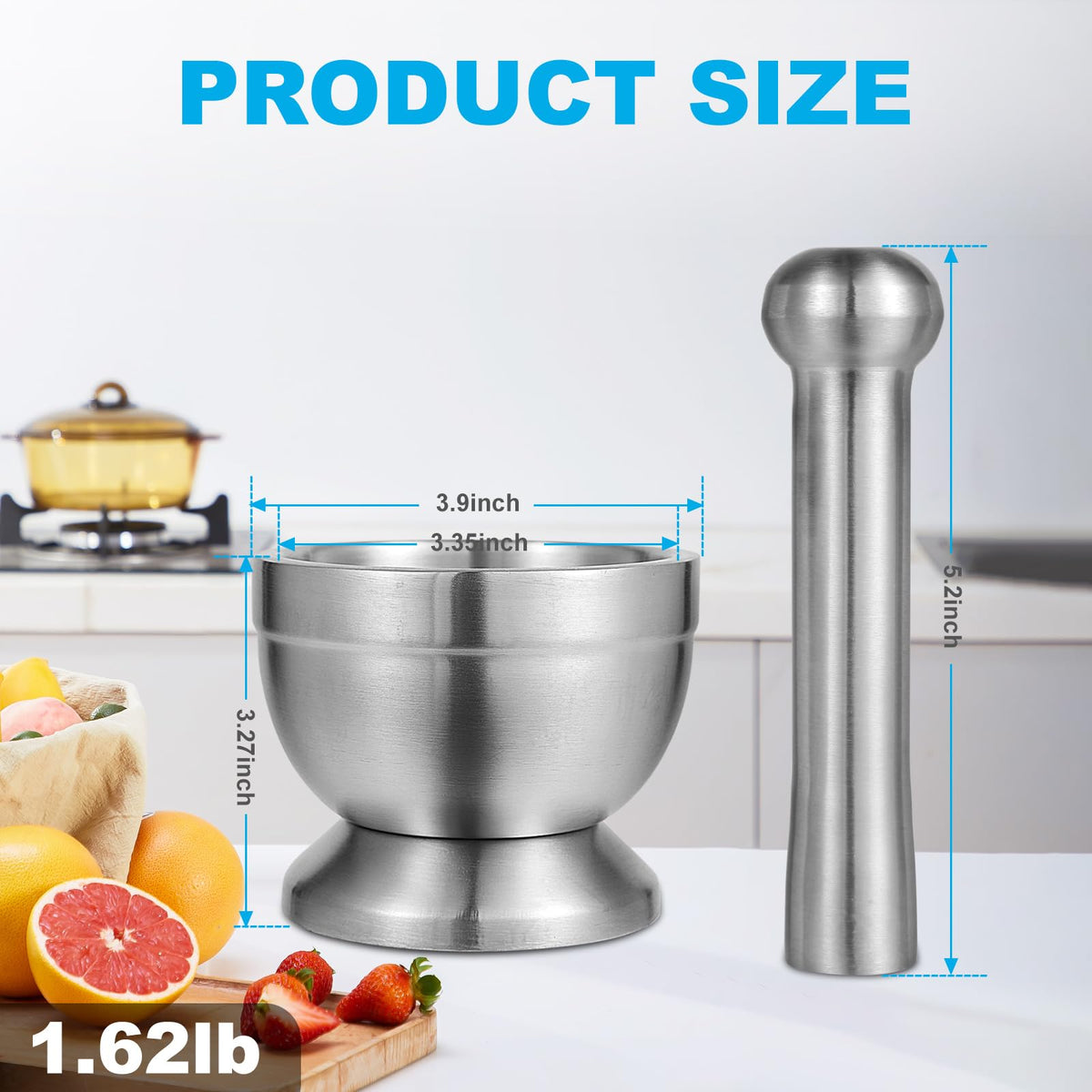 Mortar and Pestle Set Stainless Steel S942