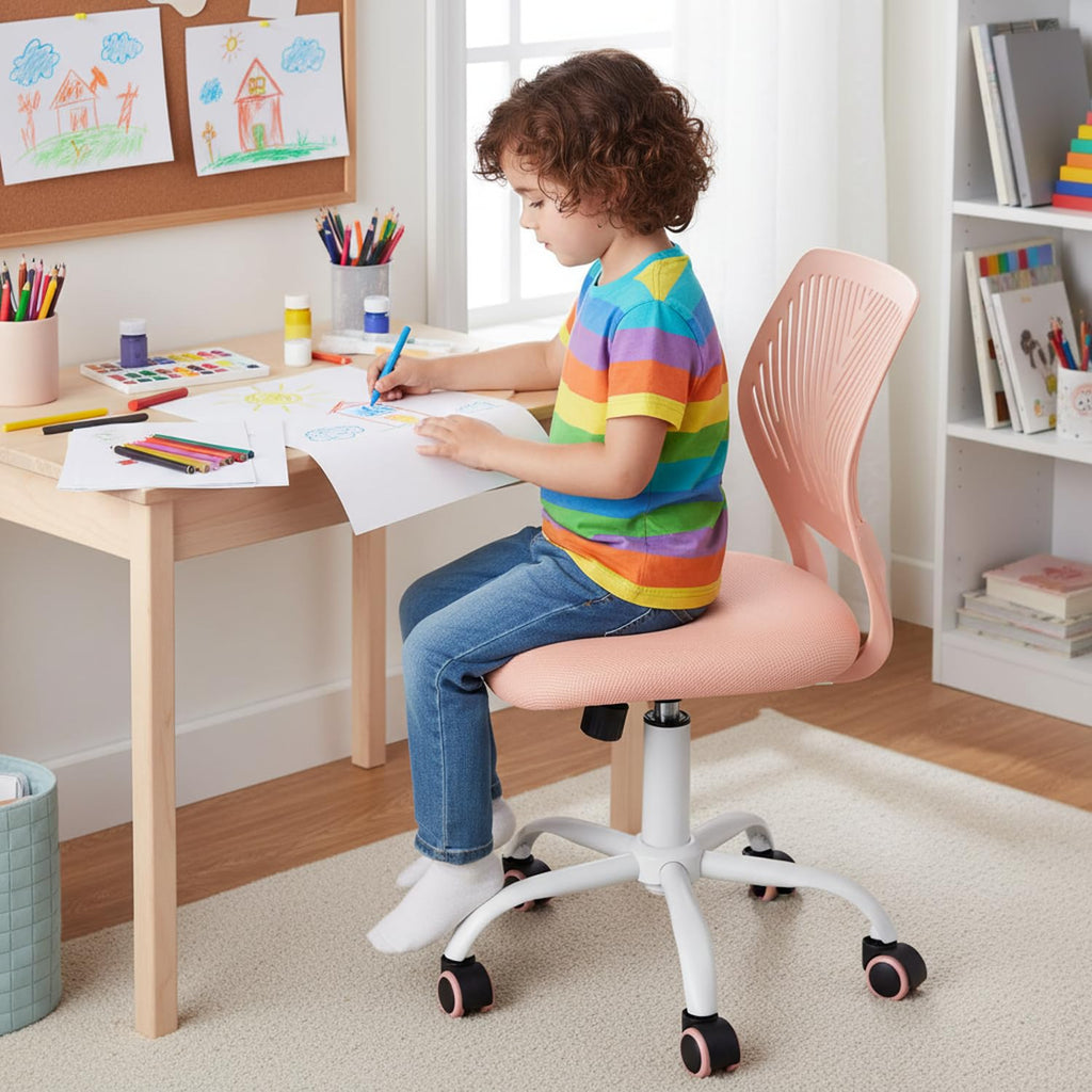 Orange Mesh Height Adjustable Swivel Desk Chair X891549