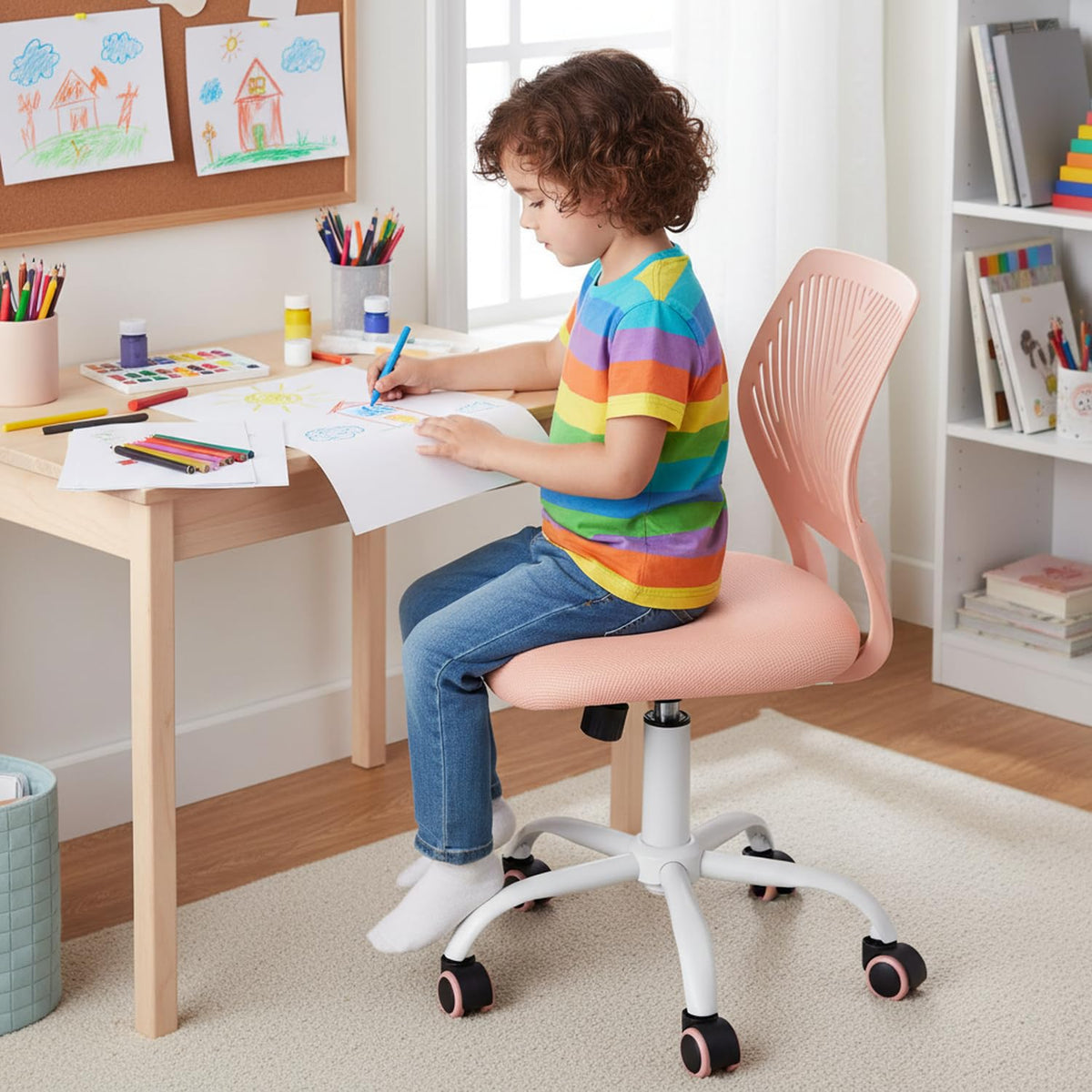 Orange Mesh Height Adjustable Swivel Desk Chair X891549