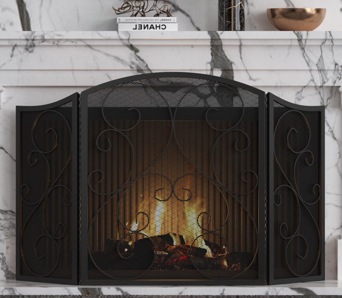 Wrought Iron Fireplace Screen 48×30 Inch P217
