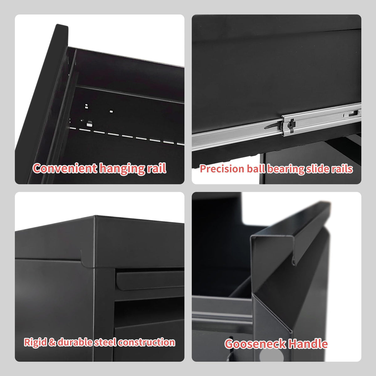 4 Drawer Black Metal File Cabinet with Lock C762
