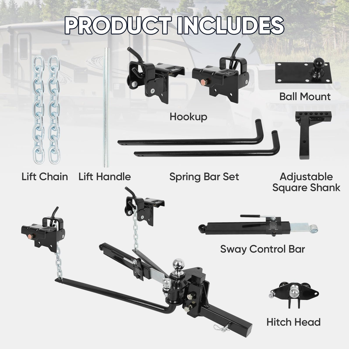 Weight Distribution Hitch with Sway Control 14000lbs 2-in Shank L3162