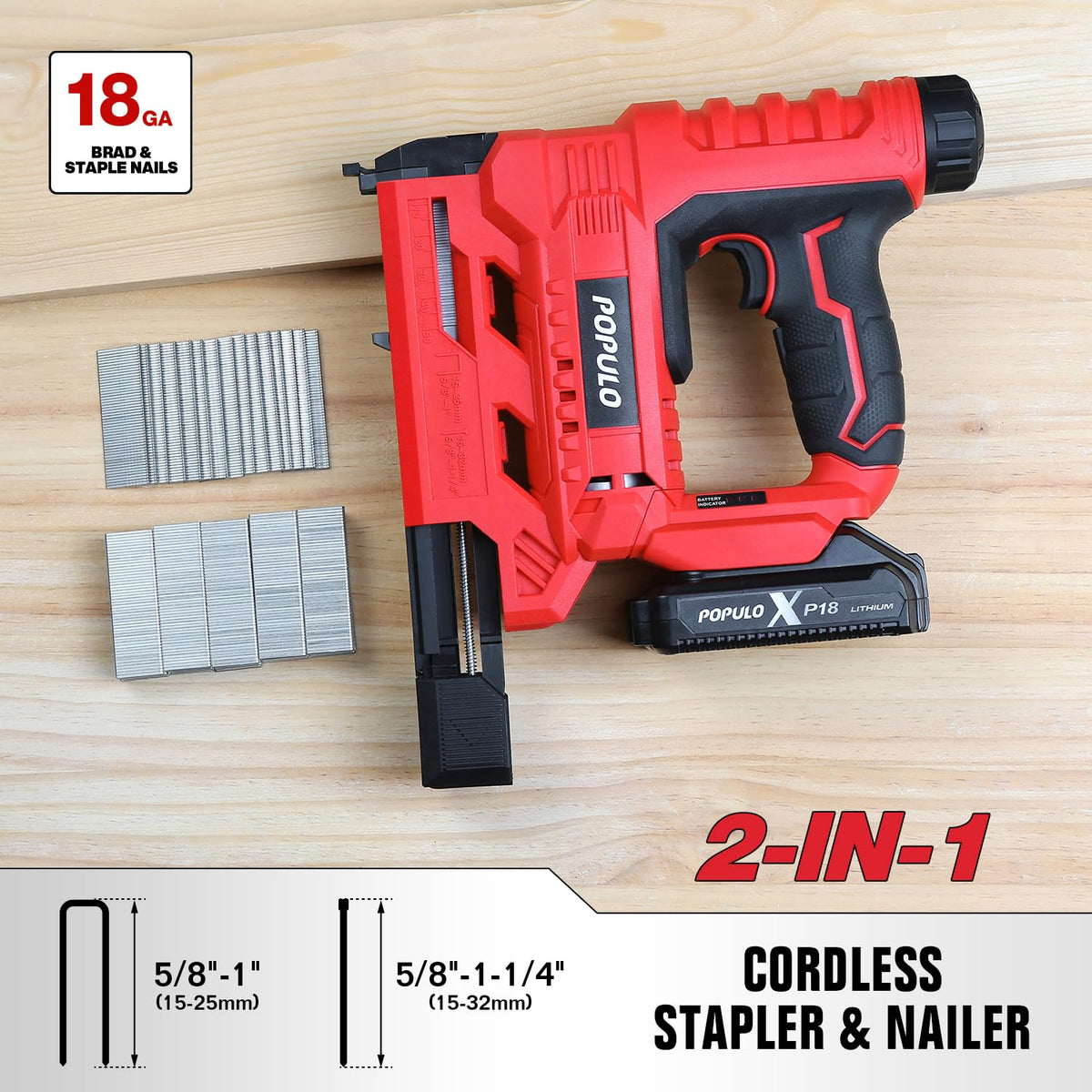 18 Gauge 2 In 1 Cordless Brad Nailer Stapler B987698