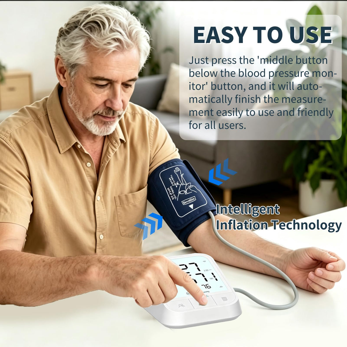 Upper Arm Blood Pressure Monitor, Automatic Digital with Voice Broadcast, Backlit LED Display, Adjustable Cuff V75607