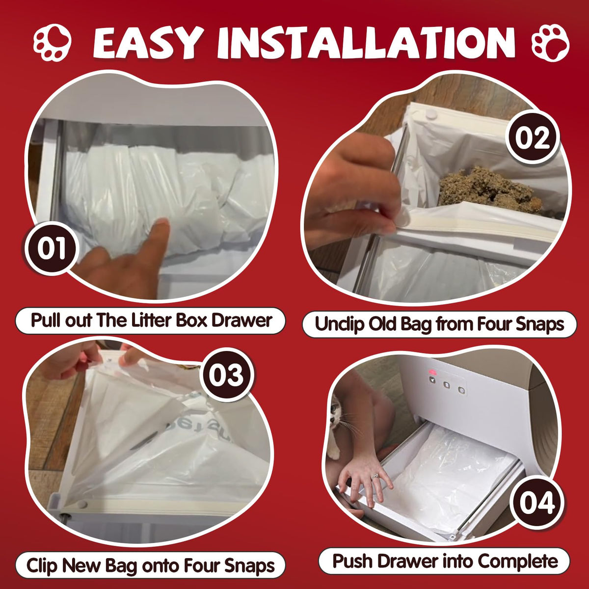 120 Pcs Self-Sealing Drawer Cat Litter Bags J411844