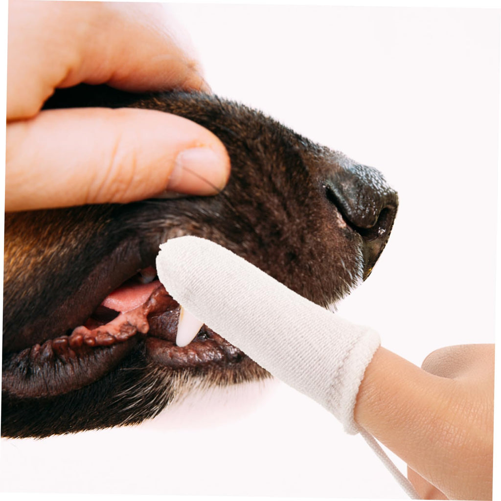 White Nylon Pet Finger Toothbrush 10pcs E20703