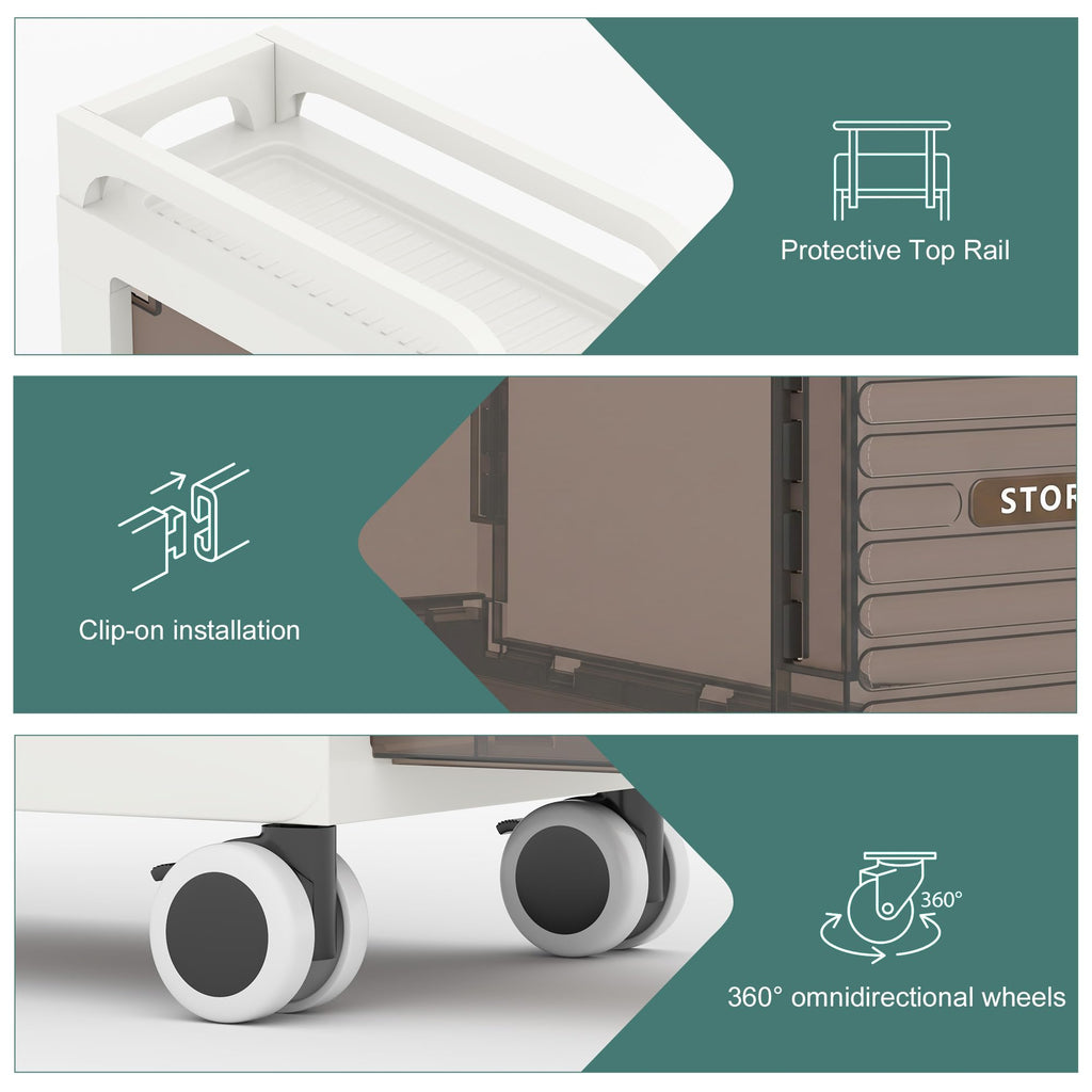 7.87" Wide Slim Bathroom Storage with Drawers and Wheels D886093