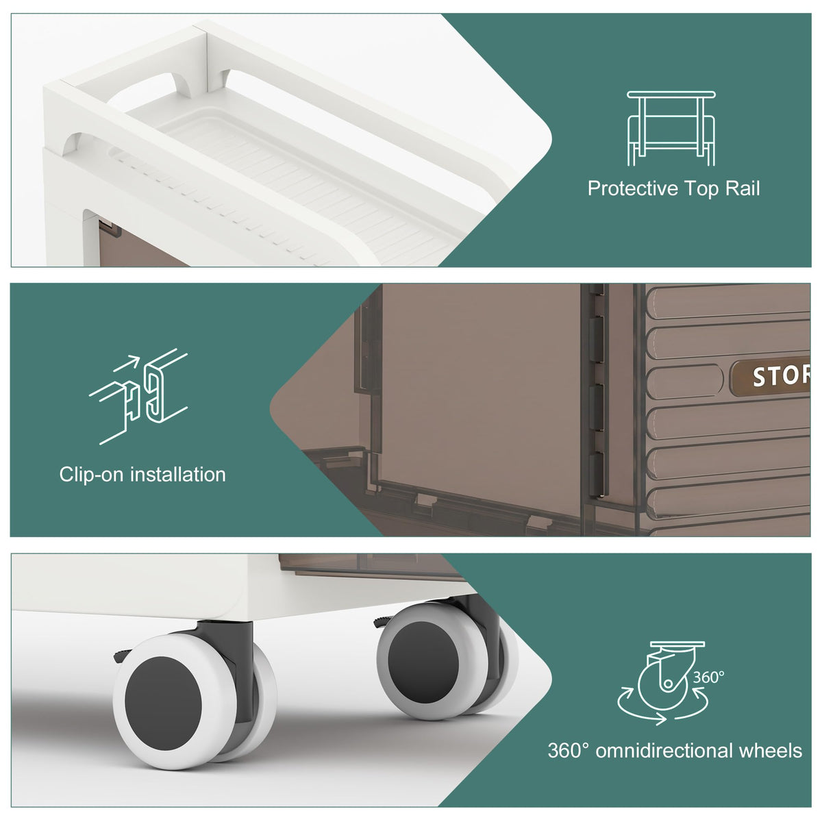 7.87" Wide Slim Bathroom Storage with Drawers and Wheels D886093