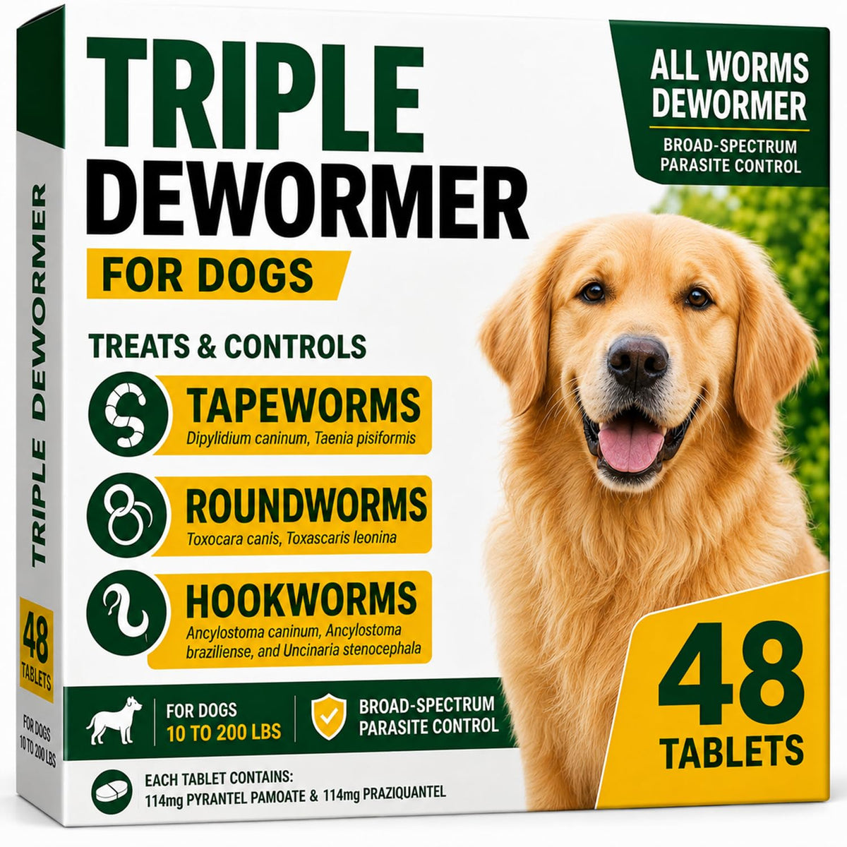 Pyrantel Pamoate and Praziquantel Dog Dewormer Tablet - 48 Tablets I562178