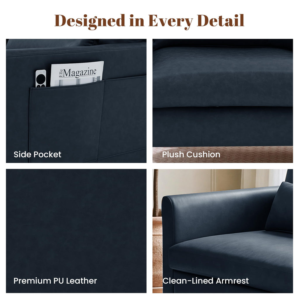 Faux Leather 3-Seater with Side Pocket N6681