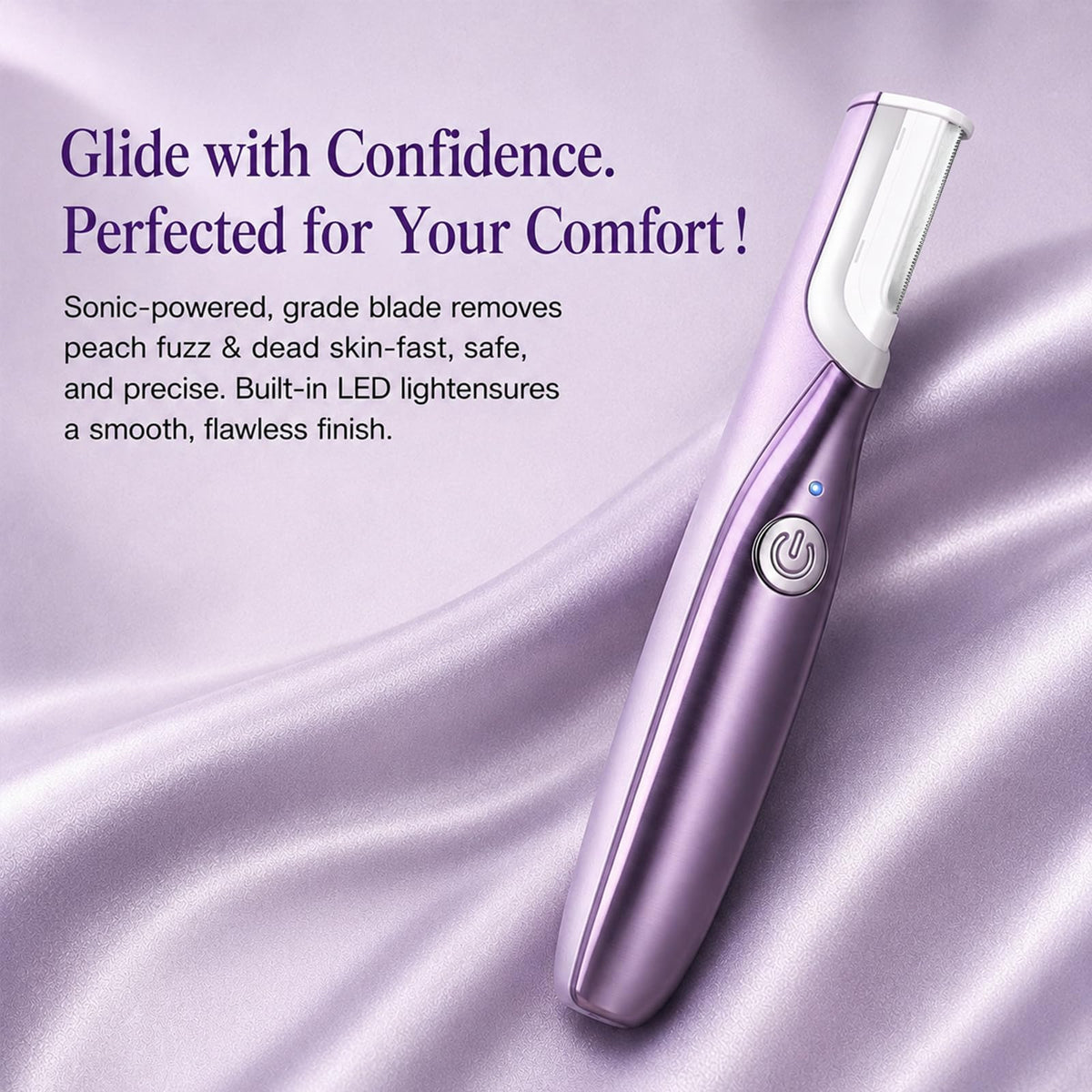 Sonic Dermaplaning Tool with LED Light, Rechargeable Facial Hair Remover R628