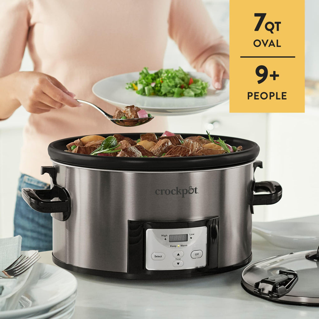 Programmable Slow Cooker, Stainless Steel, 6 Quart Oval D8173