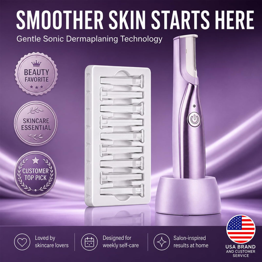 Sonic Dermaplaning Tool with LED Light, Rechargeable Facial Hair Remover R628