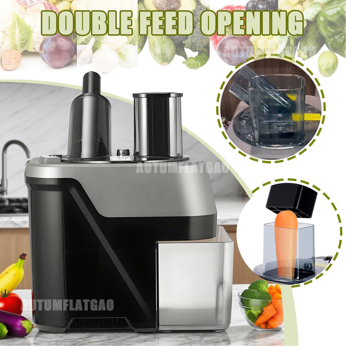 4 in 1 Electric Vegetable Chopper with 4 Stainless Steel Blades W399