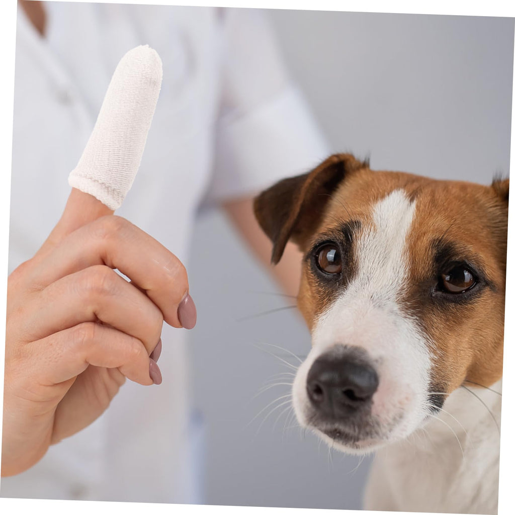 White Nylon Pet Finger Toothbrush 10pcs E20703