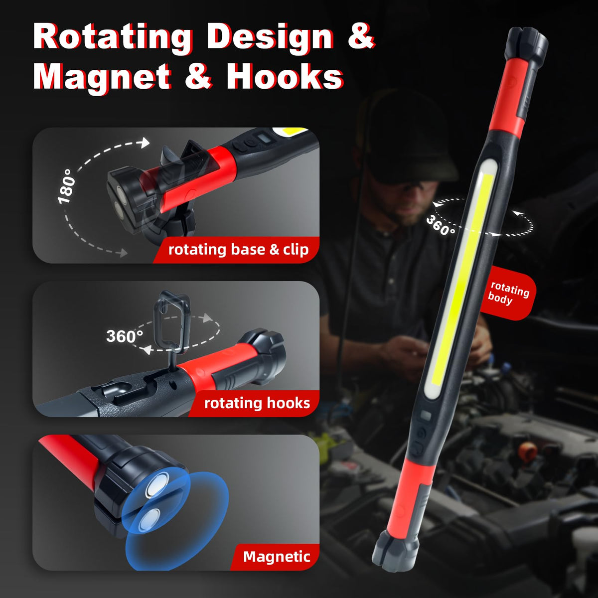3000 Lumens Rechargeable Magnetic LED Work Light D48498