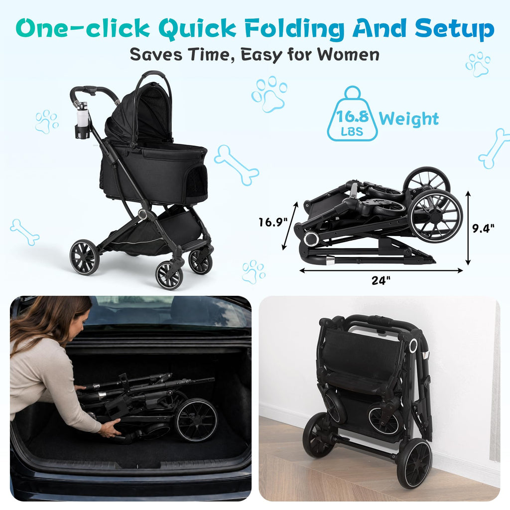 3-in-1 Pet Stroller Black M320001