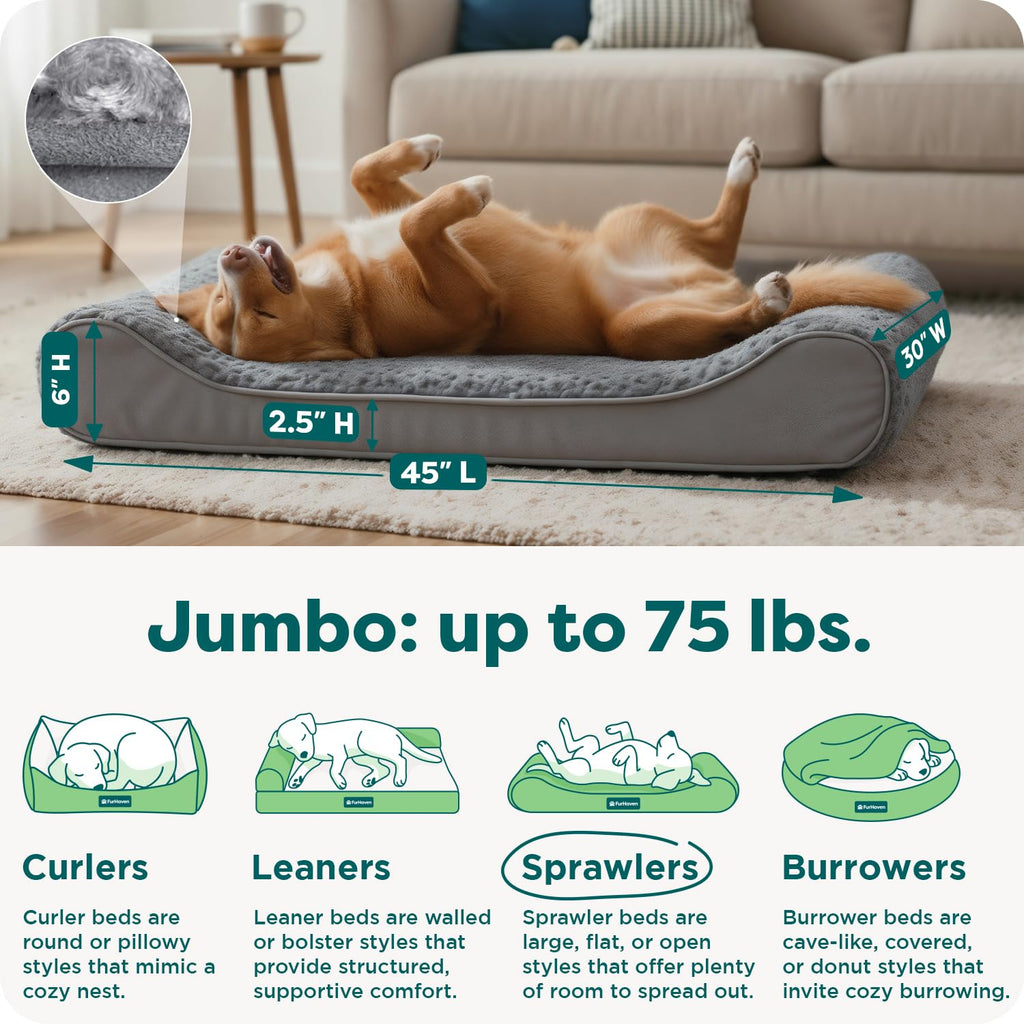 XL Plush Suede Orthopedic Dog Bed T55960