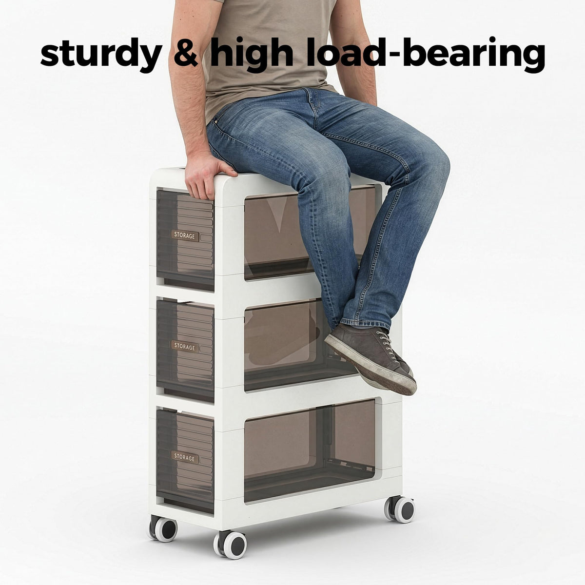 7.87" Wide Slim Bathroom Storage with Drawers and Wheels D886093
