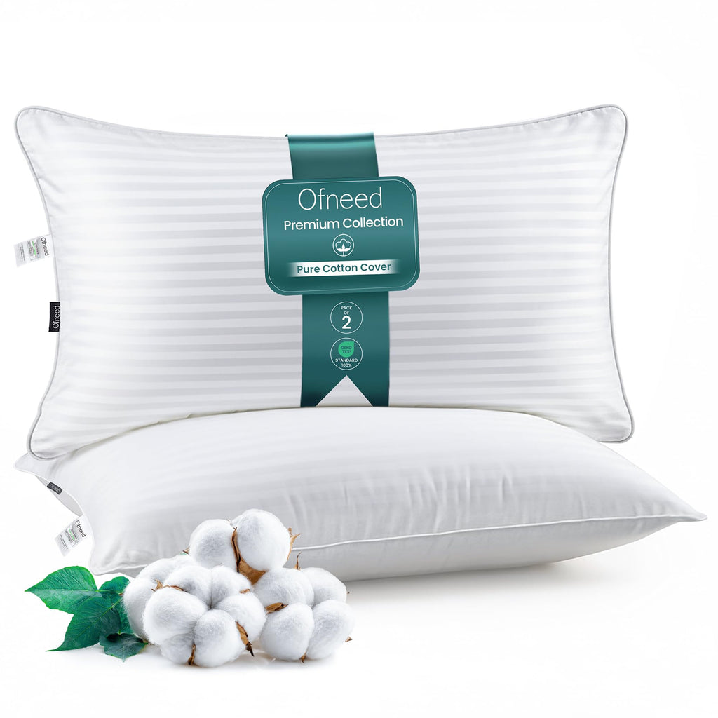 King Size Down Alternative Pillows Set of 2 Cotton Cover 20"x36" E193027