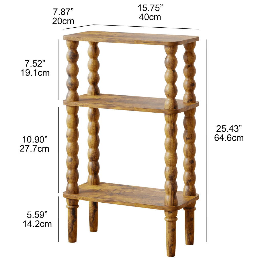 Side Table with Storage Shelf, 3-Tier Small Coffee Table I7054