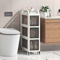 7.87" Wide Slim Bathroom Storage with Drawers and Wheels D886093
