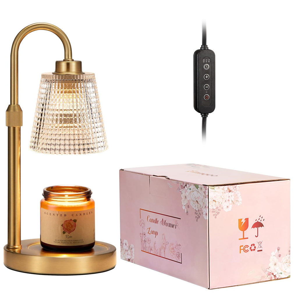 Gold Candle Warmer Lamp with Timer, Dimmable, Height Adjustable R4553