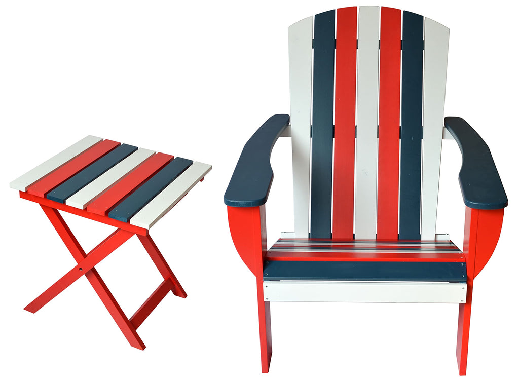 Solid Cedar Adirondack Chair with Bottle Opener and Folding Table R70899