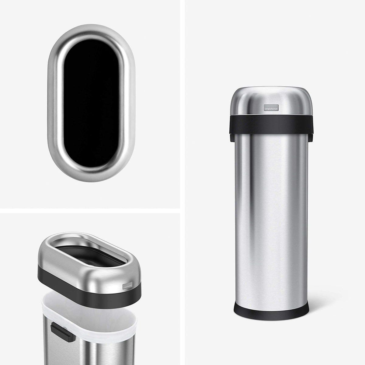 50 Liter Brushed Stainless Steel Open Top Trash Can X735
