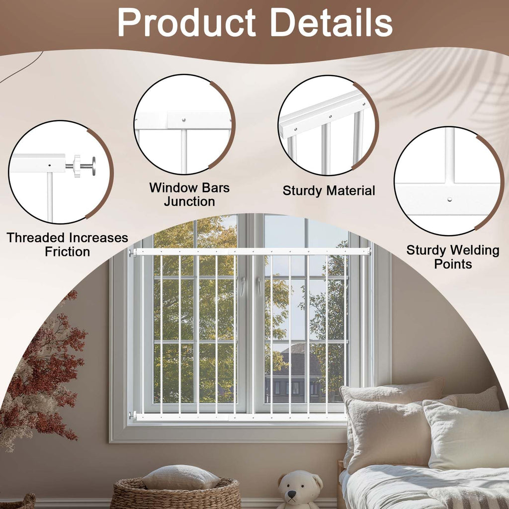 Adjustable White 4 Panel Window Guards P967