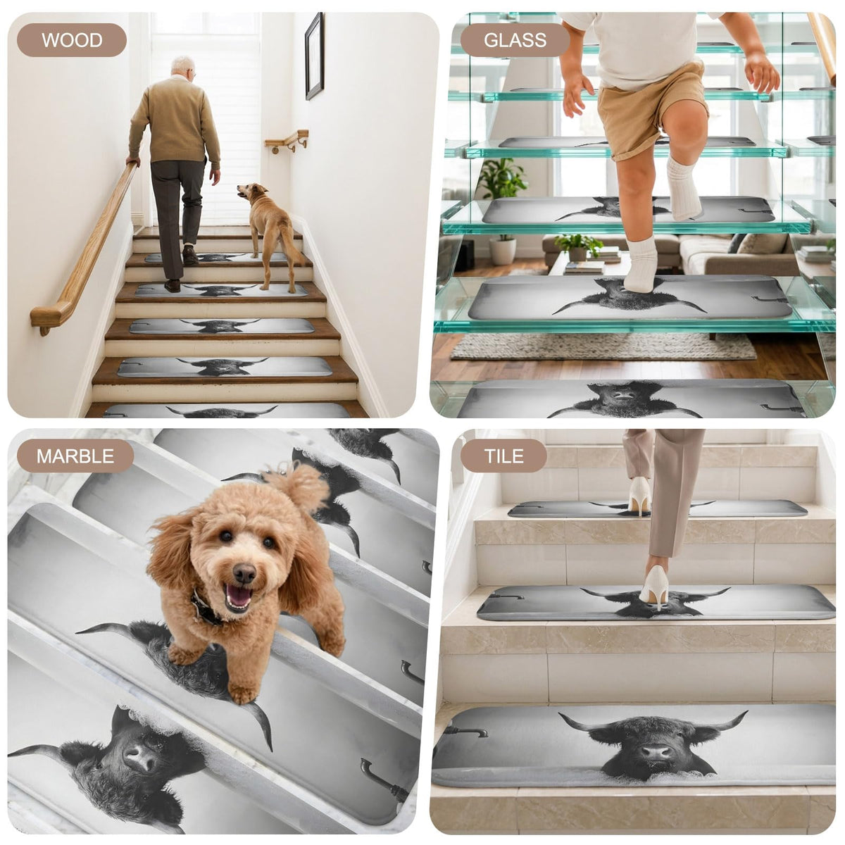Grey Non Slip Carpet Stair Treads Set of 15 J111