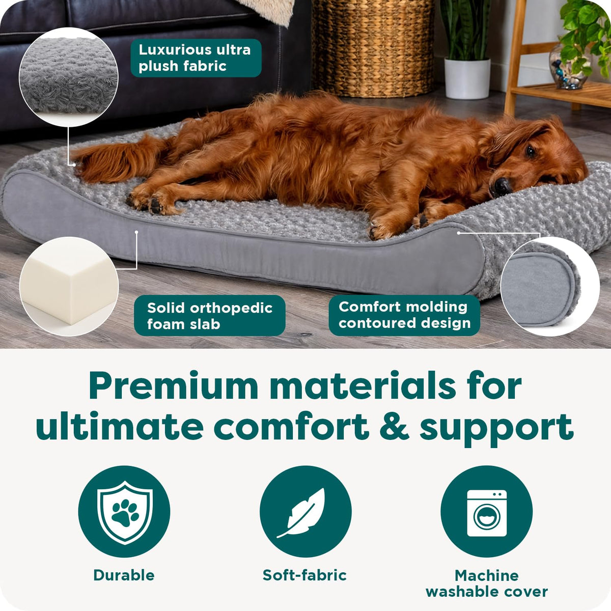 XL Plush Suede Orthopedic Dog Bed T55960