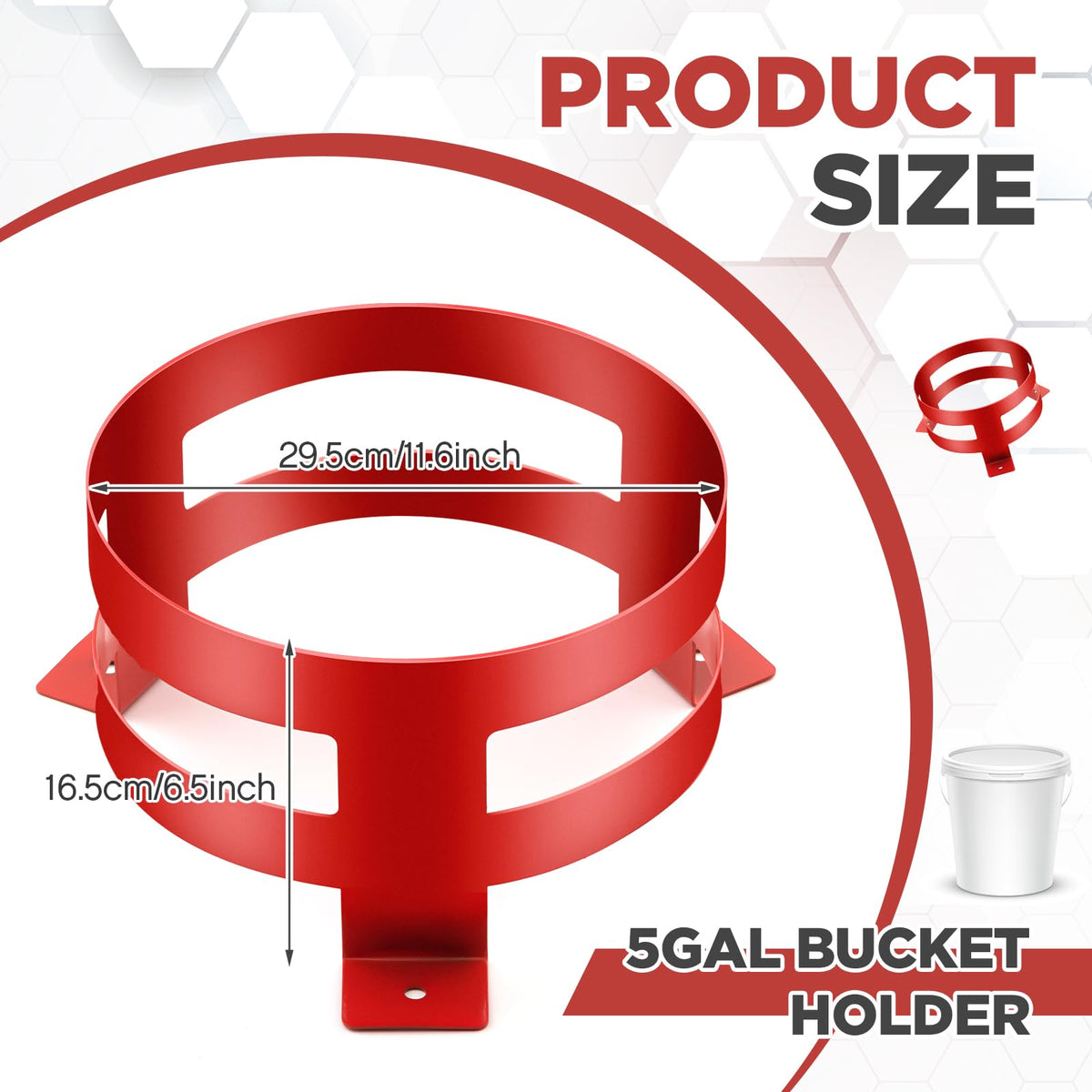 2 Pcs 5 Gallon Red Bucket Holder Mount F885