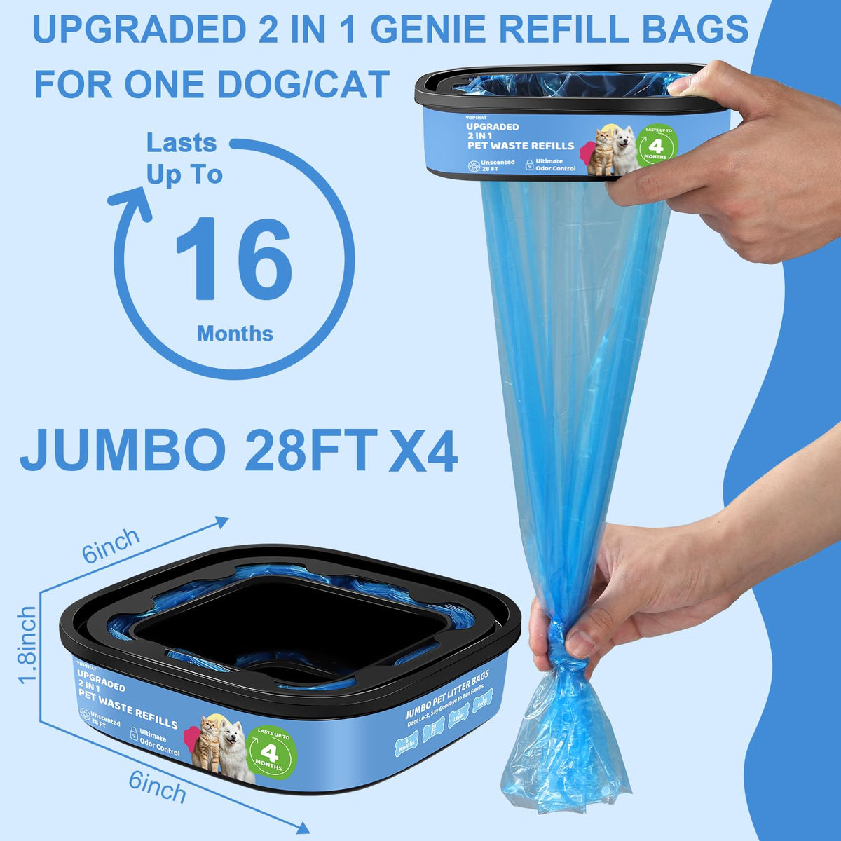 Dog Cat Poop Litter Bags 4 Pack Refill Bags S223