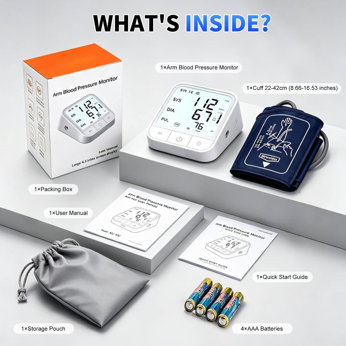 Upper Arm Blood Pressure Monitor, Automatic Digital with Voice Broadcast, Backlit LED Display, Adjustable Cuff V75607