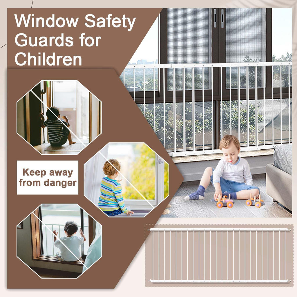 Adjustable White 4 Panel Window Guards P967