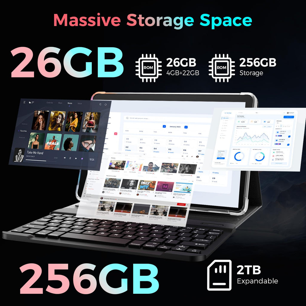 10 inch Android 16 Tablet with Black Case G345