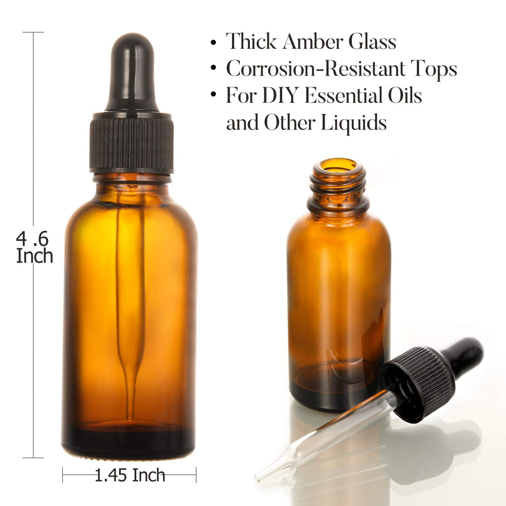 2 oz Amber Glass Dropper Bottle with Funnels R8948