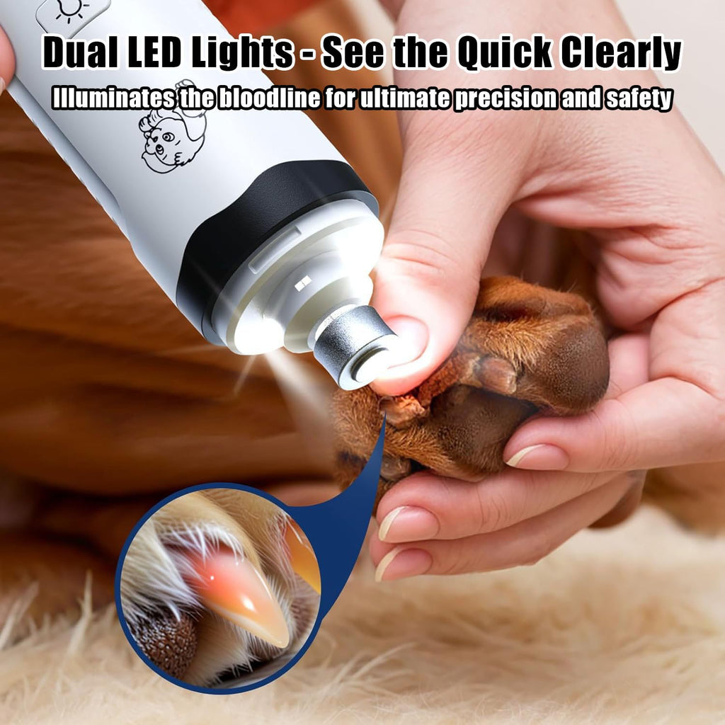 Ultra Quiet Dog Nail Grinder with Dual LED Lights A12512