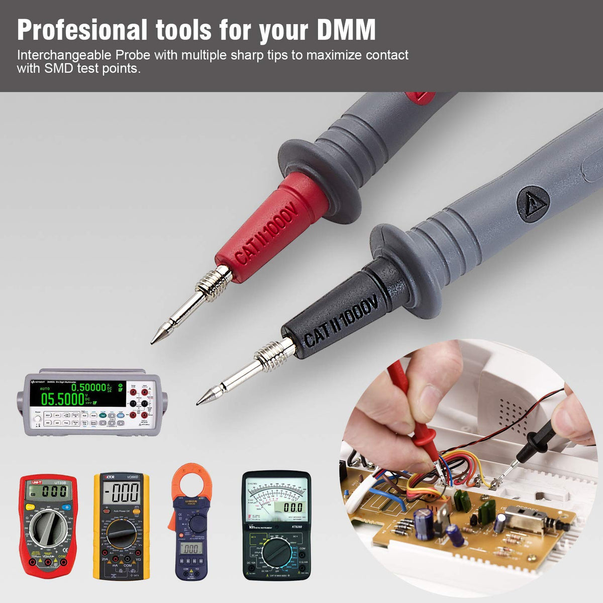 Silicone Multimeter Test Leads with Alligator Clips R116821