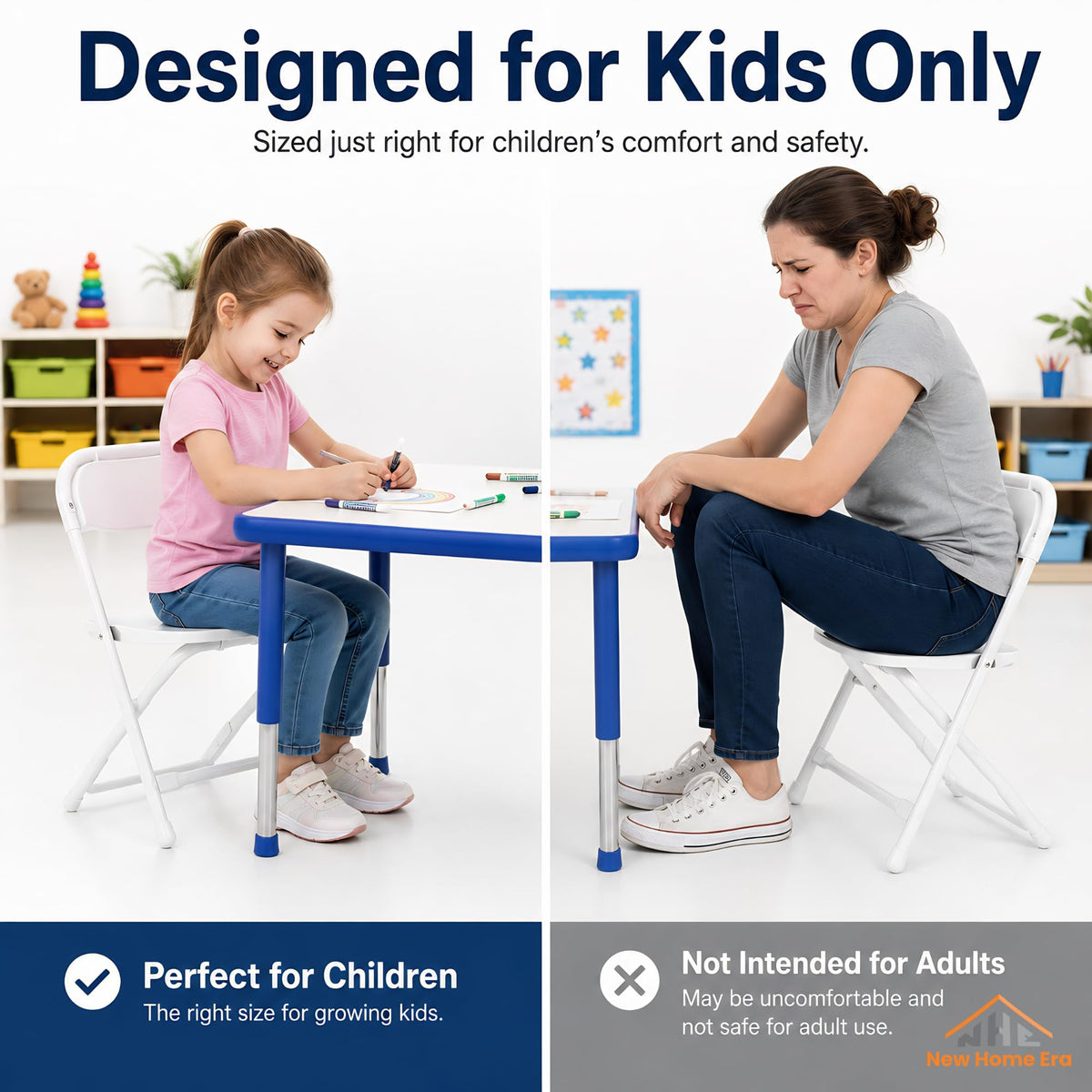 White Kids Plastic Folding Chair with Steel Frame J48320