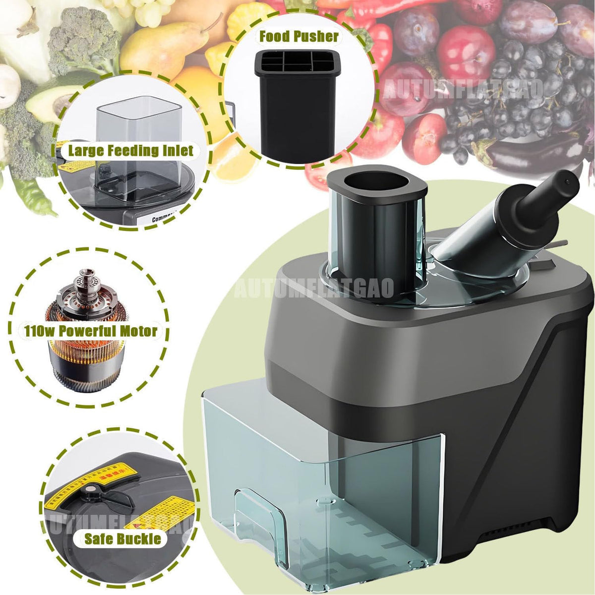 4 in 1 Electric Vegetable Chopper with 4 Stainless Steel Blades W399