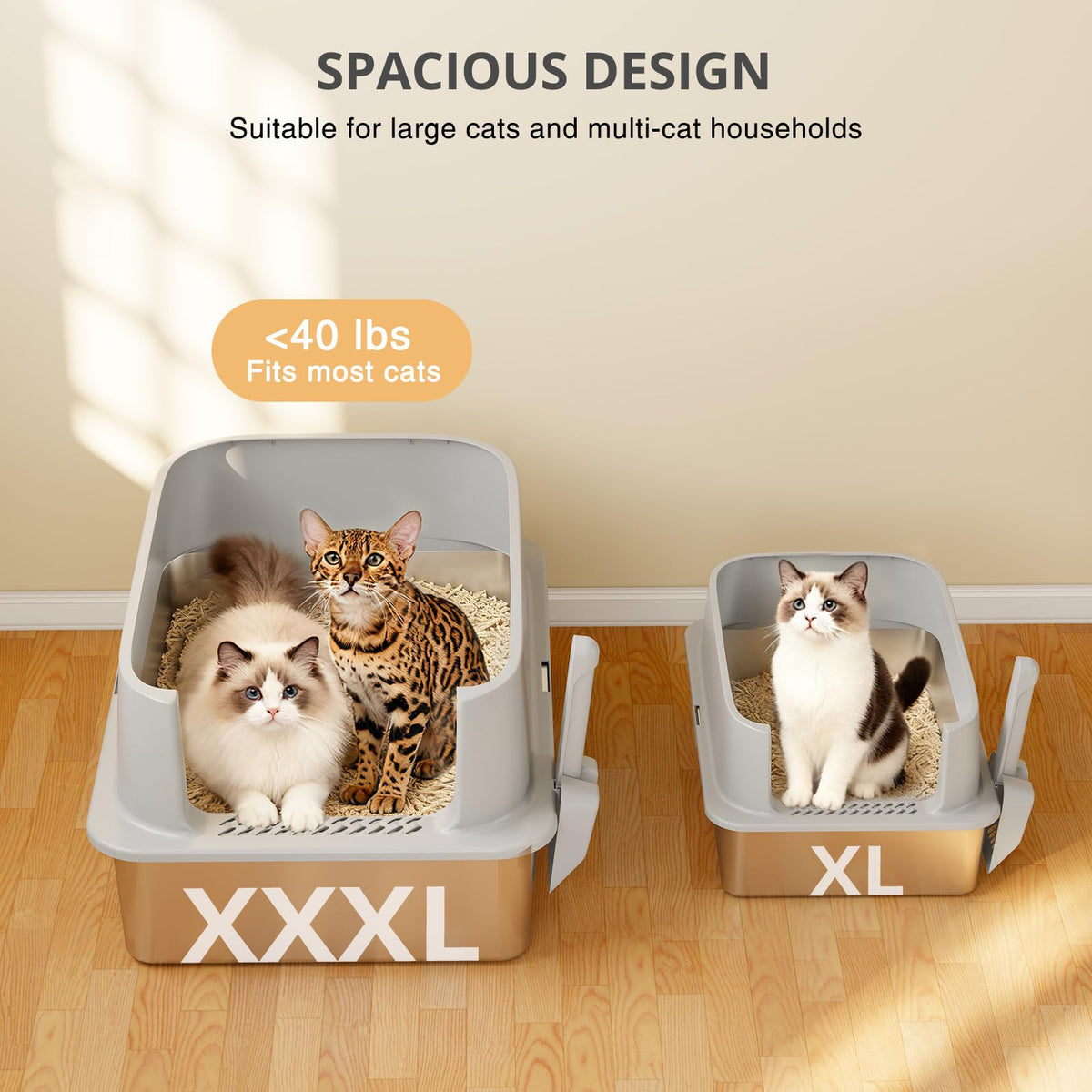 XXXL Stainless Steel Cat Litter Box with Lid J89021