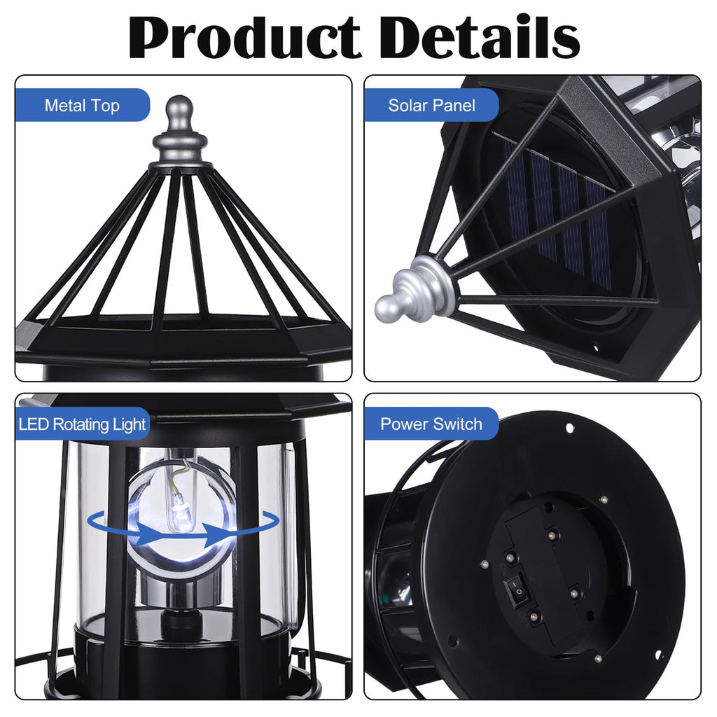 Solar Powered Rotating Lighthouse Decor Lamp K1367