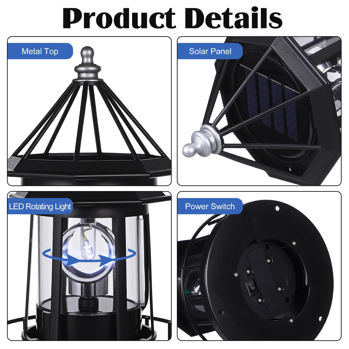 Solar Powered Rotating Lighthouse Decor Lamp K1367