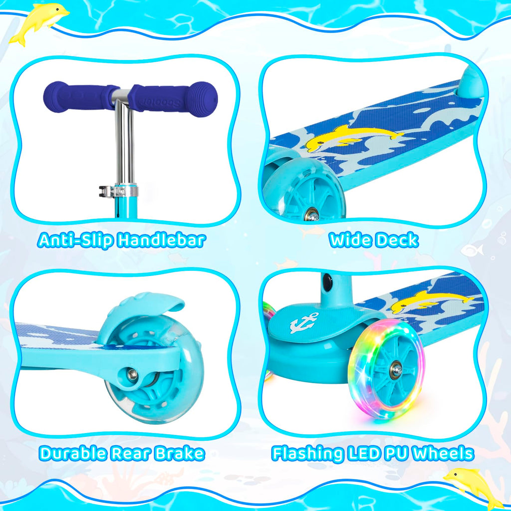 3-Wheel Toddler Kick Scooter with Light-Up Wheels E2159