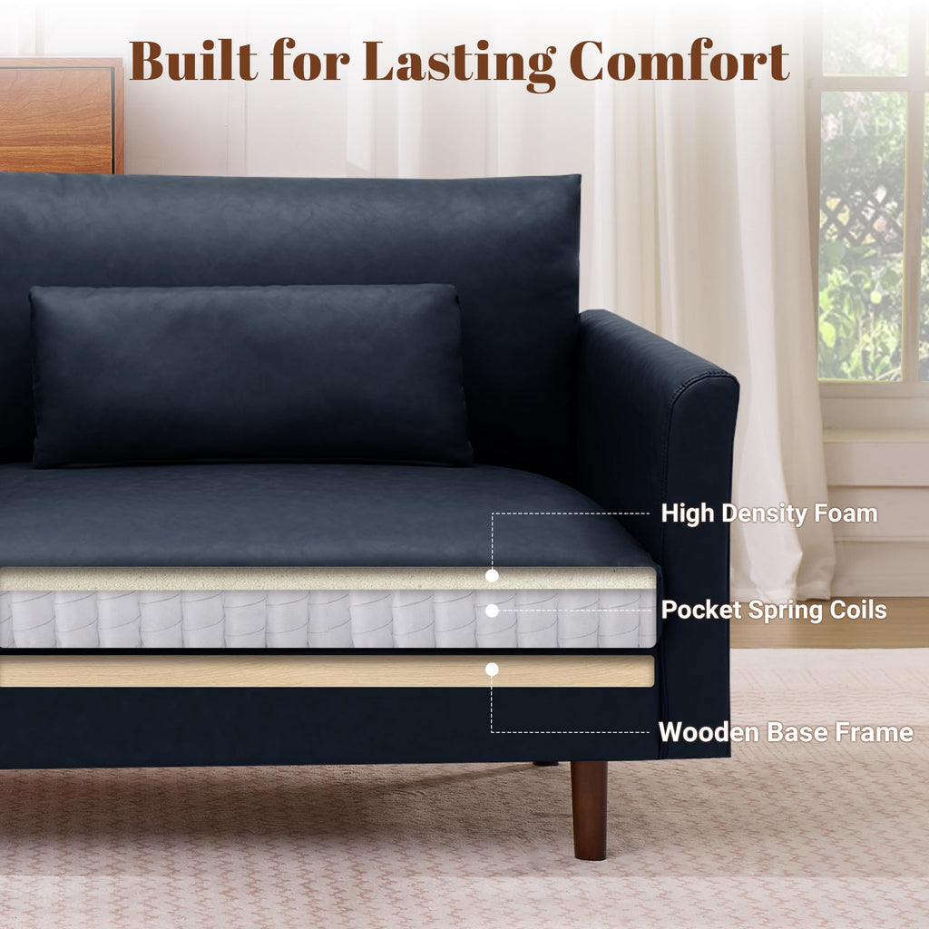Faux Leather 3-Seater with Side Pocket N6681